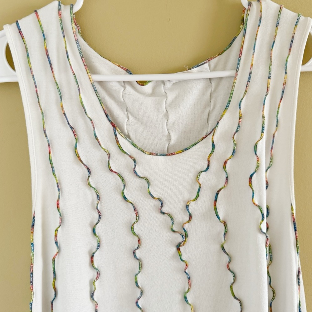 See By Chloe Cloudy White Midi Dress Sleeveless Crew Neck Lettuce Hem Size Small - Picture 7 of 11